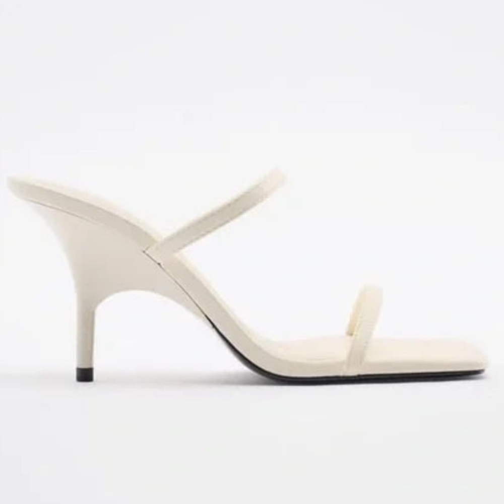 Zara Cream Mules with Stiletto Heel